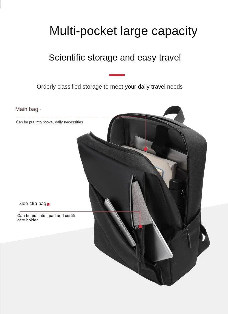 Large Capacity Waterproof Backpack , Casual Fashion Laptop Bag, Wear-Resistant, 24Hr Smart